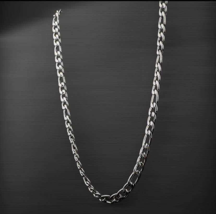 10mm Silver Flex Figaro Chain