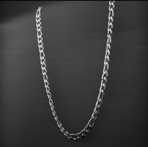 10mm Silver Flex Figaro Chain